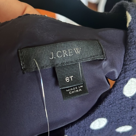 J.Crew NWT Navy and White Polkadot tweed sheath dress 6T 6 tall - Picture 5 of 8
